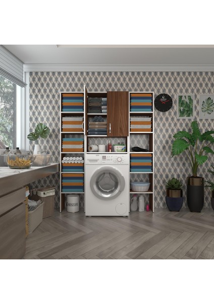 Kenzlife çamaşır makinesi dolabı avdotyamaksduble cvz 180*126*30 banyo arkalıksız raflı