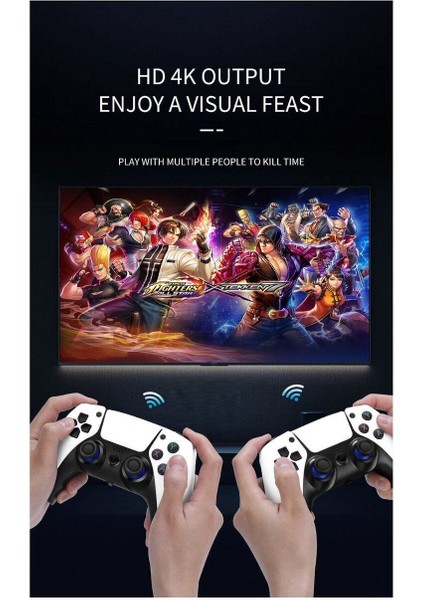 4K Game Tv Stick Android Tv Wifi Kablosuz Çift Kol Game Stick 64GB Hafıza Atari