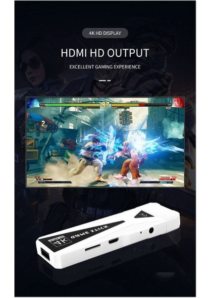 4K Game Tv Stick Android Tv Wifi Kablosuz Çift Kol Game Stick 64GB Hafıza Atari