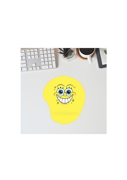 Bilek Destekli Mousepad Sünger Bob Ergonomik Kaymaz Taban Ev, Ofis, Oyun