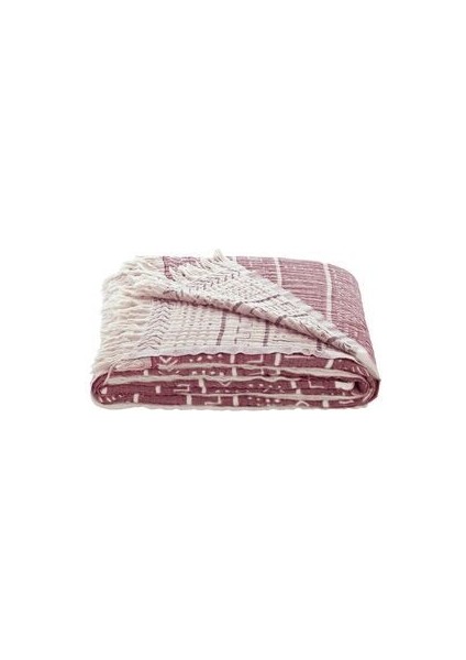 Etno Müslin Jakarlı Dokuma Yatak Örtüsü (Pike) Çift Kişilik 240 x 260 cm Bordo