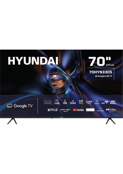 70HYN3305 70" 178 Ekran Uydu Alıcılı 4K Ultra HD Google LED TV