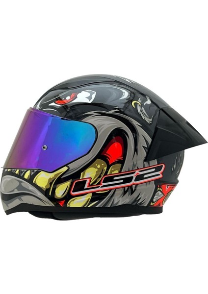 Rapıd 2 Spox Gri-Kırmızı Kask Gökkuşağı Cam+Spoiler modelleri