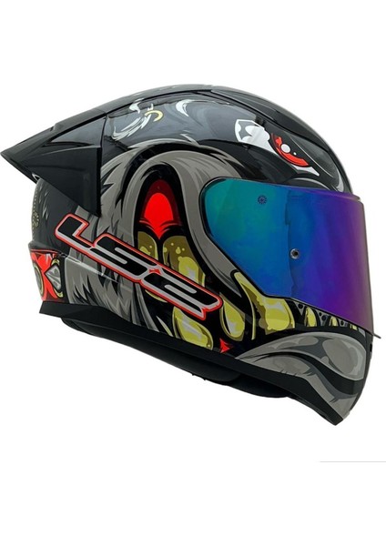 Rapıd 2 Spox Gri-Kırmızı Kask Gökkuşağı Cam+Spoiler fırsatları