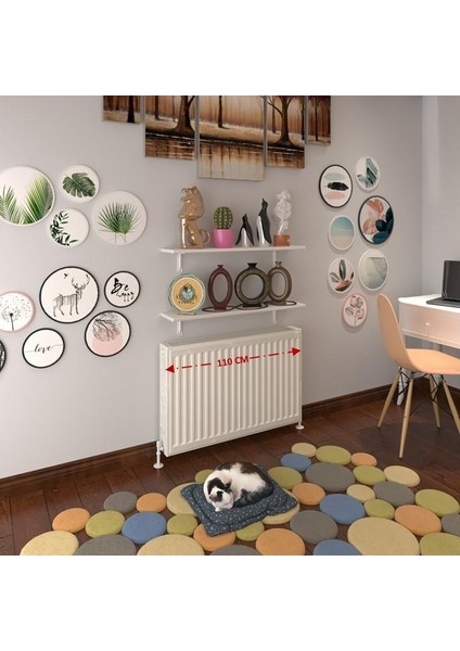 Kenzlife petek üstü raf dresuar golden boy byz 110*24 ikili kitaplık duvar rafı 110 cm uzunluk