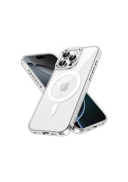 Iphone 16 Pro Max Kılıf Magsafe Özellikli Şeffaf Kamera Koruma Çıkıntılı Şeffaf Magsafe Kılıf