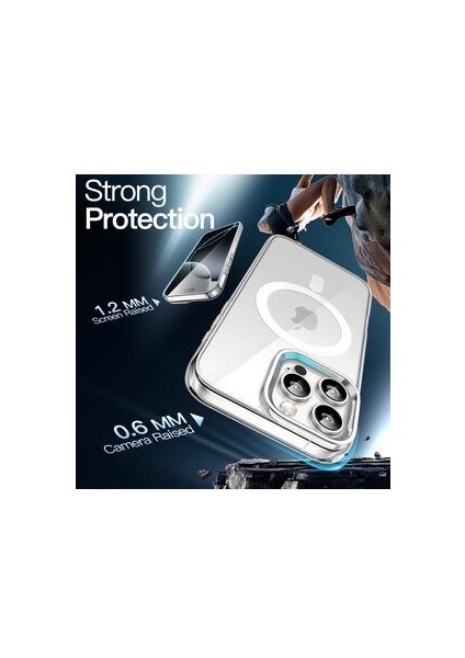 Iphone 16 Pro Max Kılıf Magsafe Özellikli Şeffaf Kamera Koruma Çıkıntılı Şeffaf Magsafe Kılıf