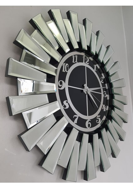 Güneş Twins Argent Black Model Gümüş Siyah Renk 70 Cm Dekoratif Aynalı Duvar Saati fiyatları