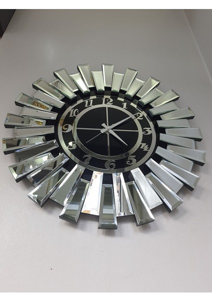 Güneş Twins Argent Black Model Gümüş Siyah Renk 70 Cm Dekoratif Aynalı Duvar Saati modelleri