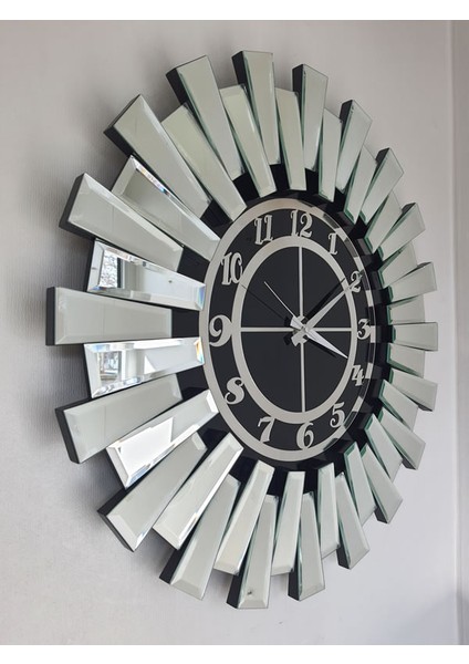 Güneş Twins Argent Black Model Gümüş Siyah Renk 70 Cm Dekoratif Aynalı Duvar Saati fırsatları