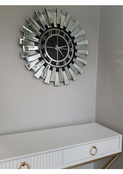Güneş Twins Argent Black Model Gümüş Siyah Renk 70 Cm Dekoratif Aynalı Duvar Saati indirimleri