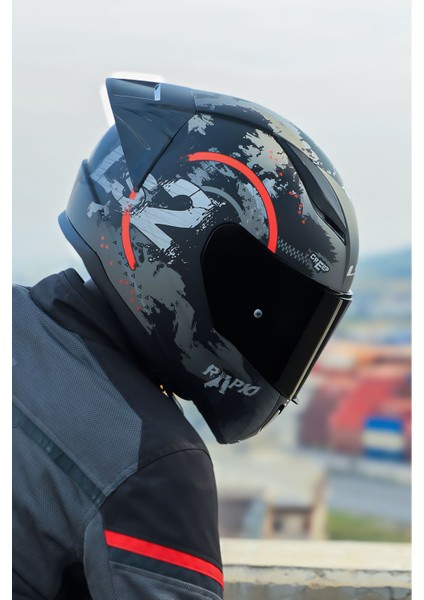 Rapıd 2 Cırcle Mat Siyah-Kırmızı Kask + Spoıler indirimleri