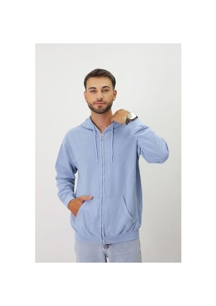 Eskitme Desenli Unisex Fermuarlı Kapüşonlu Sweatshirt fırsatları