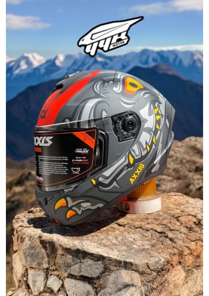 Draken Dınotoon B5 Matt Red. ''2 Vizörlü'' + ''sticker'' Mat Motosiklet Kapalı Kask