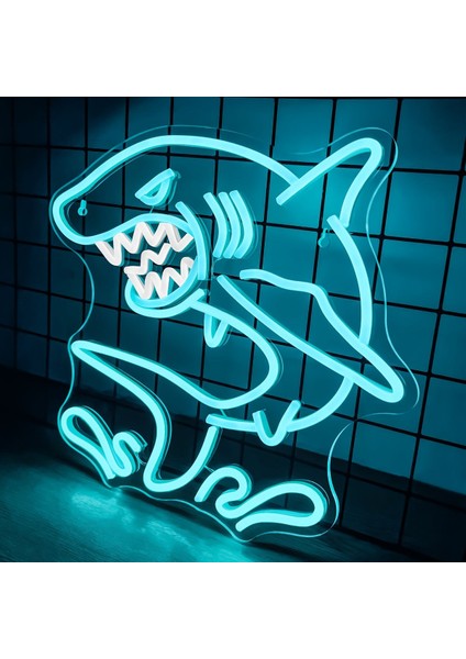 Neon LED Duvar Dekoratif Aydınlatma -Köpek Balığı, 42X38CM-
