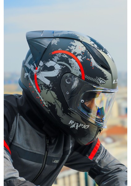 Rapıd 2 Cırcle Mat Siyah-Kırmızı Kask + Spoıler