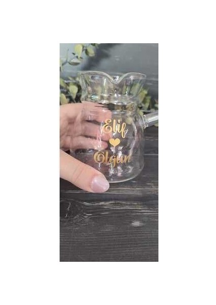 Isimli Cezve Baskılı Cezve-Kişiye Özel Cezve-Nişan Damat Cezvesi-Söz Cezvesi-Cam Cezve