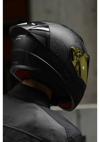 Rapid Race Takaroa Mat Siyah Kask + Spoiler
