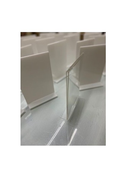 A6 T Tipi Dikey Masa Üstü 10'lu Paket - 2 mm Şeffaf Pleksi Föylük - Broşürlük - Menü