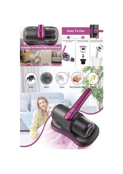 El Süpürgesi Elektrikli Süpürge Elektrikli El Süpürgesi 8kpa Çarşaf Yastık Şarjlı Uv-C Işınlı 100W fırsatları