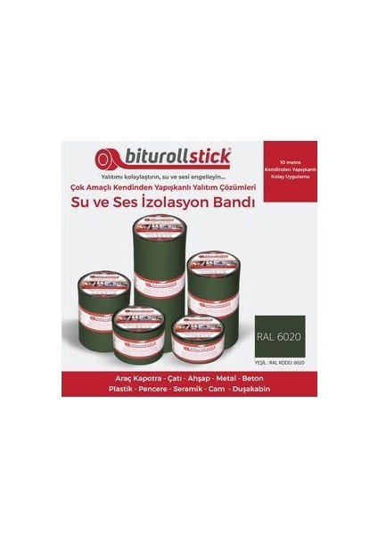 1 mm 30 cm Yeşil 10MT. - Yapışkanlı Su Yalıtımı ve Ses Yalıtım Bandı