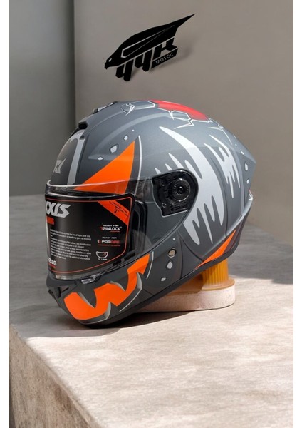 Draken Pumpkın B4 Fluor Matt Orange. ''2 Vizörlü'' + ''sticker'' Mat Motosiklet Kapalı Kask