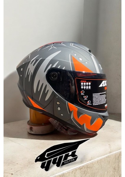 Draken Pumpkın B4 Fluor Matt Orange. ''2 Vizörlü'' + ''sticker'' Mat Motosiklet Kapalı Kask