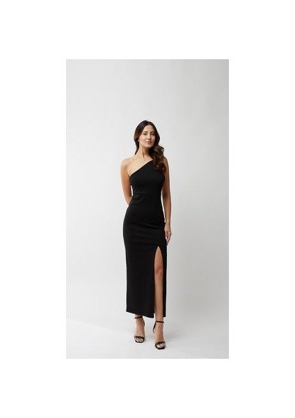 240824-TEK Omuz,ip Askılı ,diz Üstü Yırtmaçlı,uzun Elbise fırsatları