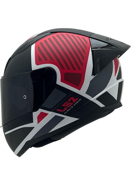 Rapıd 2 Grıd Mat Beyaz-Kırmızı Kask Siyah Cam+Spoiler