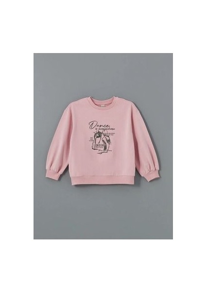 Lcw Kids Pembe Leylak Bisiklet Yaka Kız Çocuk Sweatshirt ve Tayt modelleri