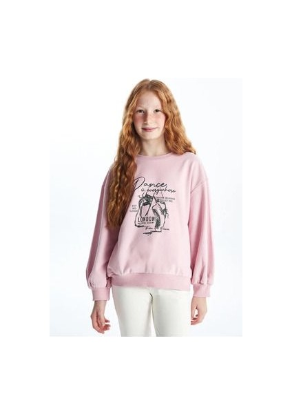 Lcw Kids Pembe Leylak Bisiklet Yaka Kız Çocuk Sweatshirt ve Tayt indirimleri