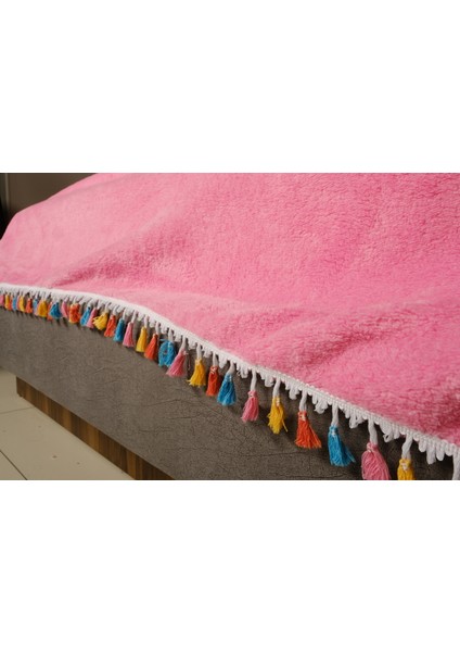 Life Home Collection Welsoft Yumoş Püsküllü Battaniye Yatak Örtüsü