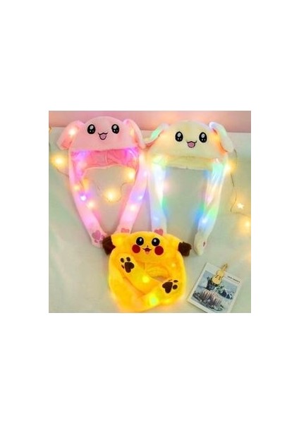 Yeni Sezon Çocuk ve Yetişkin Için Sevimli Hareketli Tavşan Kulaklık 3 Mod LED Işıklı Peluş Bere fiyatları