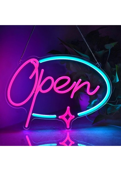 Neon LED Duvar Dekoratif Aydınlatma -Open2, 30X12CM-