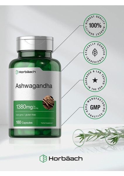 Ashwagandha Root Extract Supplement 1380 mg 180 Capsules