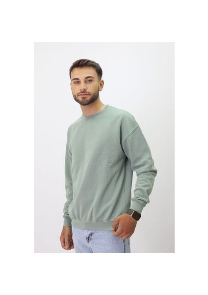 Eskitme Desenli Unisex Sıfır Yaka Sweatshirt fiyatları