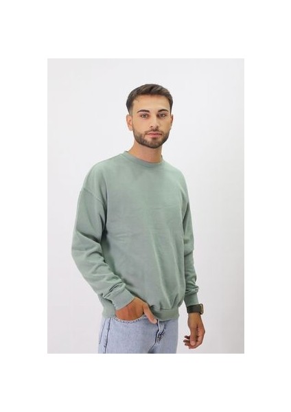Eskitme Desenli Unisex Sıfır Yaka Sweatshirt modelleri