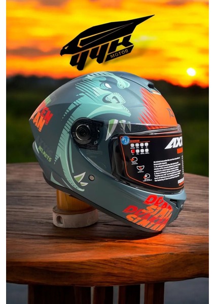 Draken Sımıan B4 Matt Fluor Orange. ''2 Vizörlü'' + Matt Motosiklet Kapalı Kask