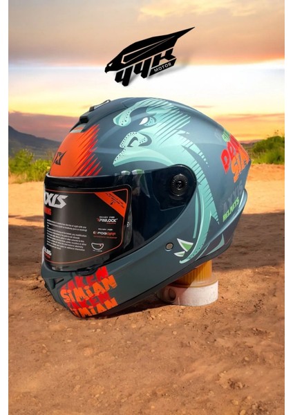 Draken Sımıan B4 Matt Fluor Orange. ''2 Vizörlü'' + Matt Motosiklet Kapalı Kask fiyatları