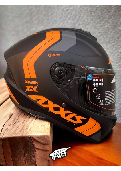 Draken Orange. ''2 Vizörlü'' + ''sticker'' Hediyeli, Mat Motosiklet Kapalı Kask modelleri