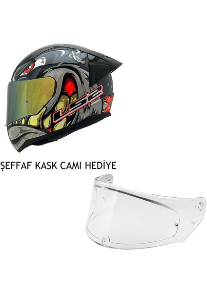 Rapıd 2 Spox Gri-Kırmızı Kask Şeffaf Kask Camı Hediyeli
