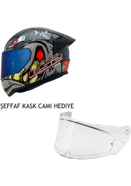 Rapıd 2 Spox Gri-Kırmızı Kask Şeffaf Kask Camı Hediyeli