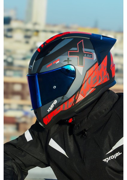 Rapıd 2 Ra Xtreet Mat Siyah-Kırmızı Kask+Spoıler