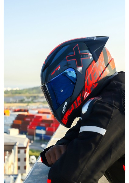 Rapıd 2 Ra Xtreet Mat Siyah-Kırmızı Kask+Spoıler