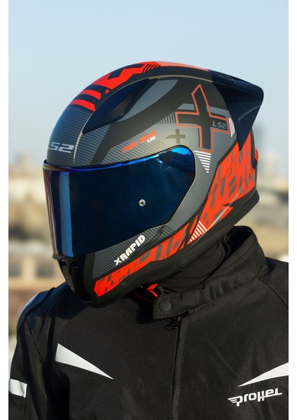 Rapıd 2 Ra Xtreet Mat Siyah-Kırmızı Kask+Spoıler