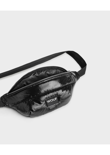 Bel Çantası Waist Bag Quilted Line Black Glossy