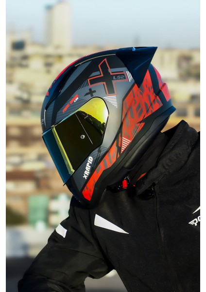 Rapıd 2 Xtreet Mat Siyah-Kırmızı Kask+Spoıler