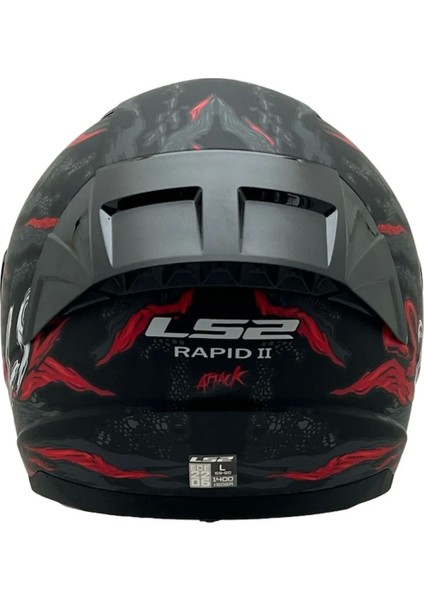 Rapıd 2 Race Kaıju Mat Siyah-Kırmızı Kask(Siyah Şeffaf Cam Spoıler)