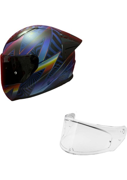 Rapıd 2 Race Optık Mat Mavi-Mor Kask++Spoiler-Set