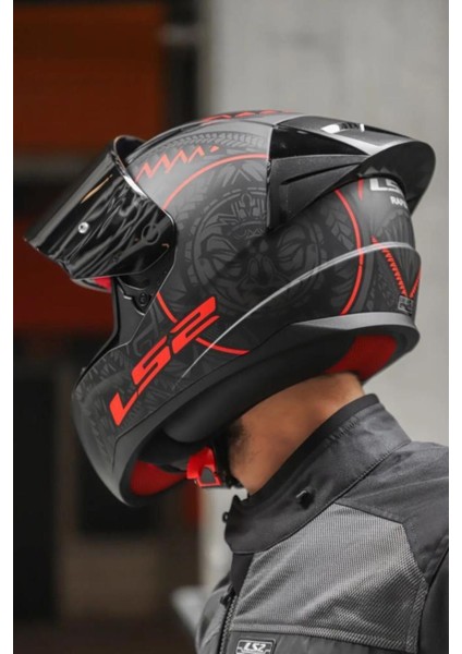 Rapid Takaroa Mat Siyah-Kırmızı Kask Siyah Vizörlü Race Siperlikli indirimleri